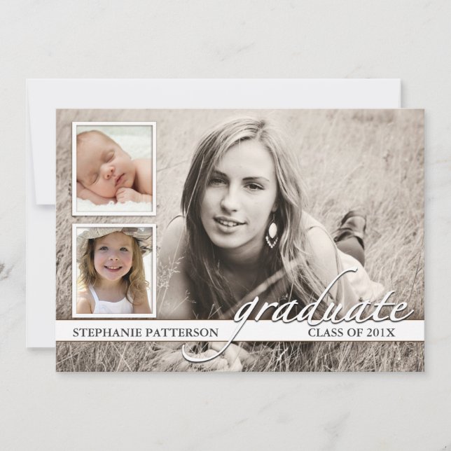 Invitation Chronologie Trois Photo Graduation Party Invitatio (Devant)