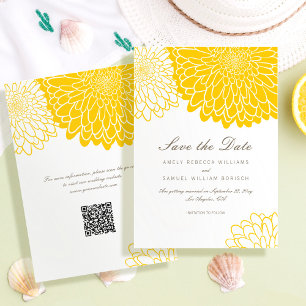 Invitation Chrysanthème jaune blanc QR Code Enregistrer la da