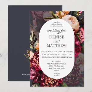 Invitation Chrysanthème romantique sur le Mariage de nuit pol