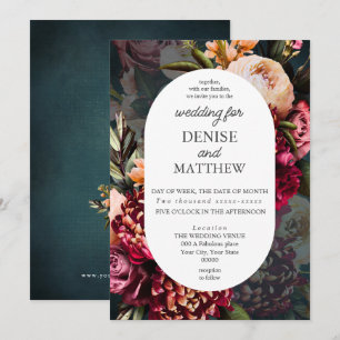 Invitation Chrysanthème romantique sur Mariage Turquoise