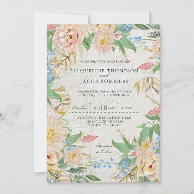 Invitation Chrysanthème Rose flou Chrysanthème (Devant)