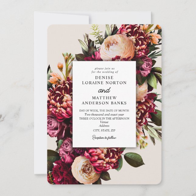 Invitation Chrysanthème sur Cameo Beige (Devant)
