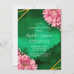 Invitation Chrysanthèmes rose Gold Engagement Party