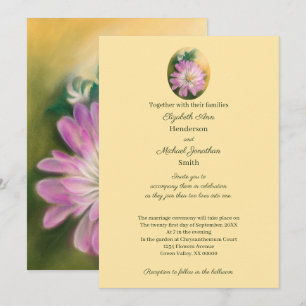 Invitation Chrysanthemum Mariage de fleurs rose et crème