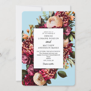 Invitation Chrysanthemum sur Spun Sugar Blue