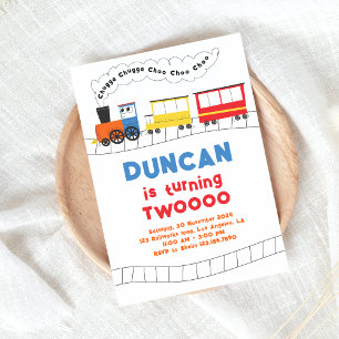 Invitation Chugga Chugga Choo Choo Train 2e anniversaire