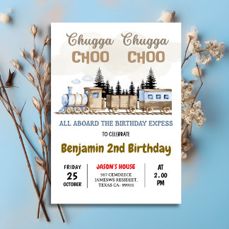 Invitation Chugga Chugga Choo Choo Train Vintage Anniversaire