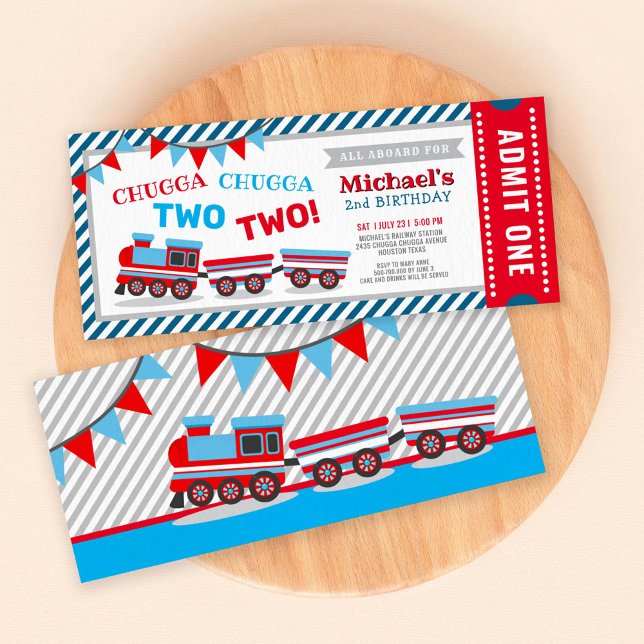 Invitation Chugga chugga deux deux billets de train anniversa (Créateur téléchargé)