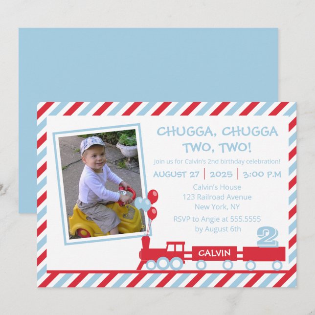 Invitation Chugga Chugga Deux Deux Train Anniversaire (Devant / Derrière)