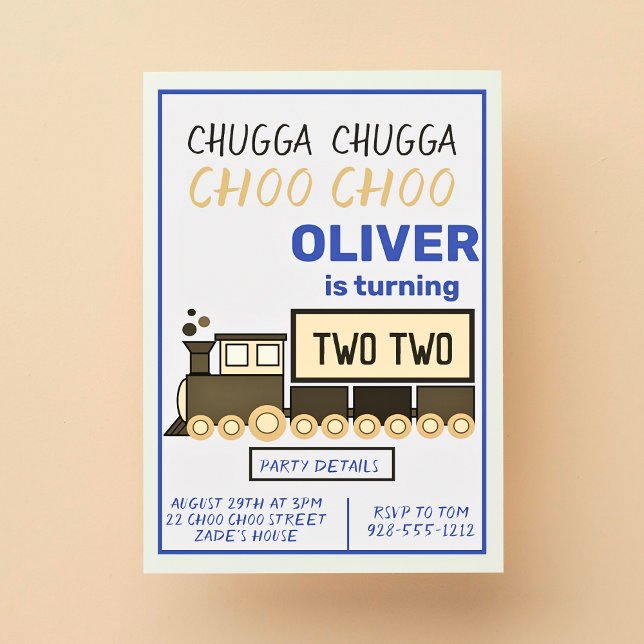 Invitation Chugga Chugga Deux Deux Train Boy's 2nd Birthday (Créateur téléchargé)