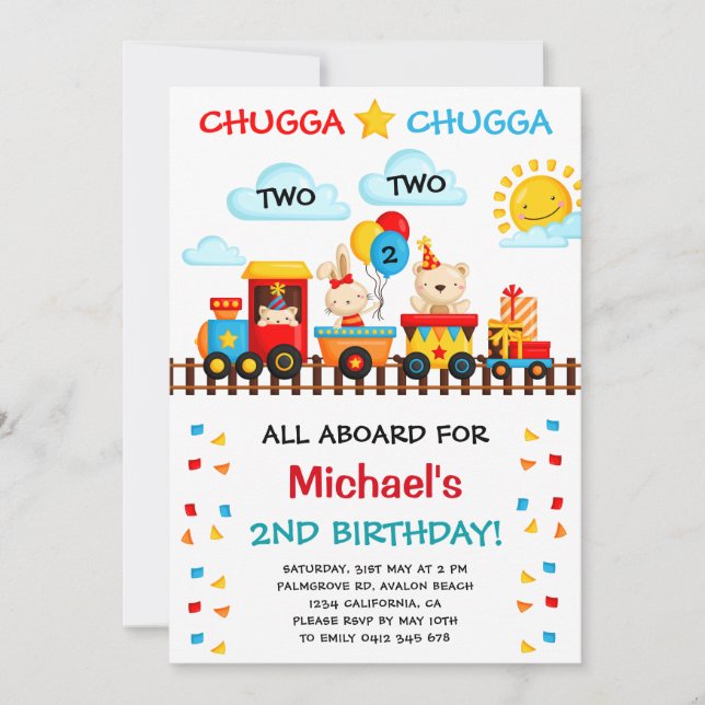 Invitation Chugga Chugga Deux Train 2e Fête d'anniversaire de (Devant)