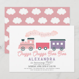 Invitation Chugga Chugga Deux Train Rose Girl 2e Anniversaire