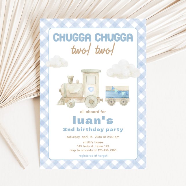 Invitation Chugga Chugga Train Birthday  (Train Boy Birthday Party Invitation)