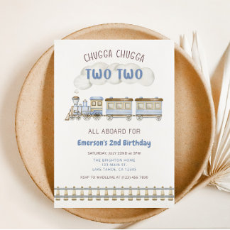 Invitation Chugga Chugga Two Two Train Second Birthday Invite