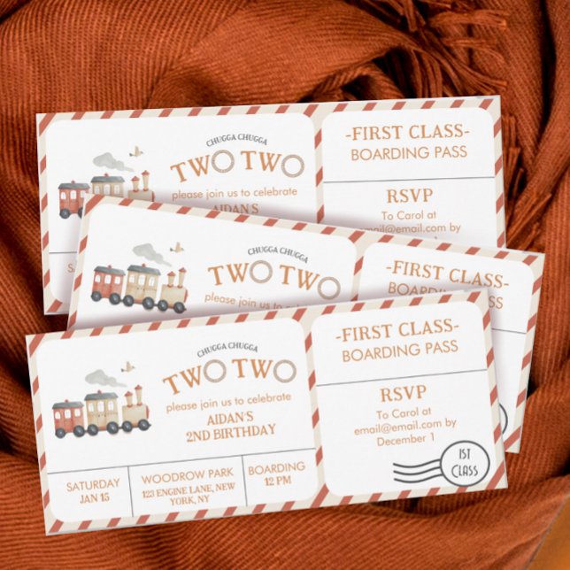 Invitation Chugga deux billets de train deuxième anniversaire (Créateur téléchargé)