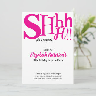 Invitation Chut C'est une fête d'anniversaire surprise 60 Adu