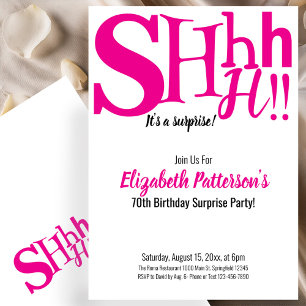 Invitation Chut! C'est une fête d'anniversaire surprise 70 Ad
