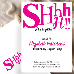 Invitation Chut! C'est une fête d'anniversaire surprise 80 Ad