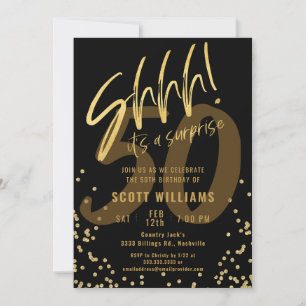 Invitation Chut ! C'est une fête d'anniversaire Surprise Gold