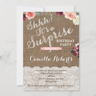 Invitation Chut ! C'est une fête surprise, l'Anniversaire