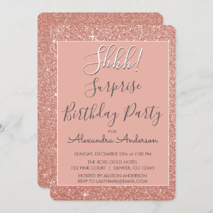Invitation Chut ! Fête d'anniversaire Surprise Rose Gold