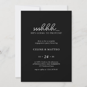 Invitation Chut... Il va proposer Fiançailles noir