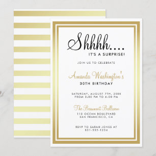 Invitation Chut... Je suis une surprise ! Anniversaire de l'o
