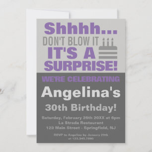 Invitation Chut Ne souffle pas c'est une fête d'anniversaire