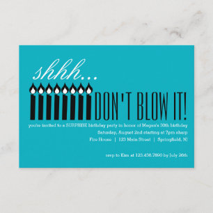 Invitation Chut surprise aux bougies... NE LE SOUFFLE PAS !