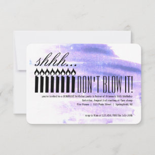 Invitation Chut surprise aux bougies... NE LE SOUFFLE PAS ! A