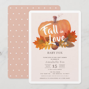 Invitation Chute amoureuse Citrouille Chute Baby shower rose