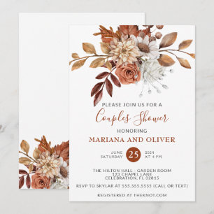 Invitation Chute Aquarelle Floral Couples Douche
