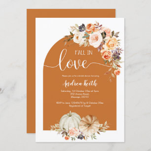 Invitation Chute Boho Arch citrouille brûlé orange chute en a