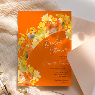 Invitation Chute boho jaune fleurs script douche nuptiale