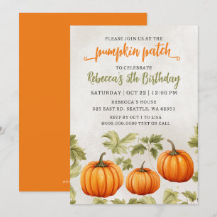 Invitation Chute Burnt Orange Citrouille Patch Anniversaire