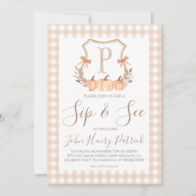 Invitation Chute Citrouille Crest Sip & Voir l'invitation (Devant)