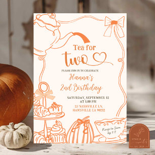 Invitation Chute Citrouille Orange Scribble Main Tirée Thé po