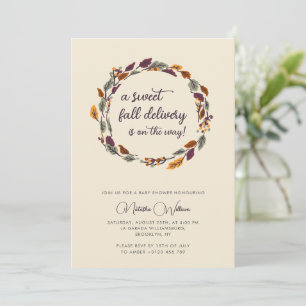 Invitation Chute Cottage coeur Boho Baby shower Feuille