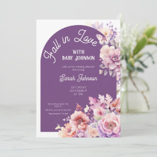Invitation Chute d'amour automne baby shower fleuri bébé