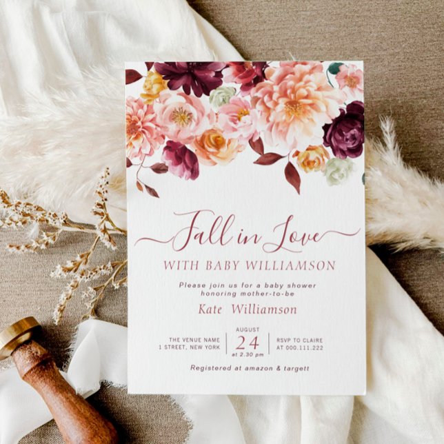Invitation Chute d'amour baby shower floral (Créateur téléchargé)