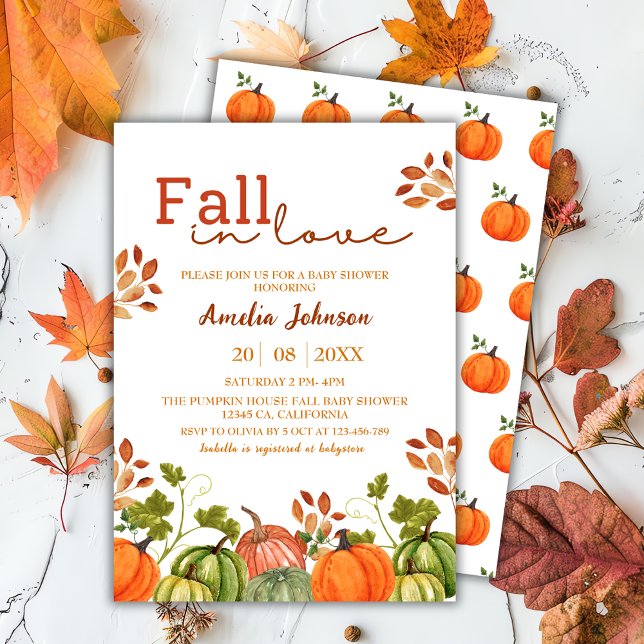 Invitation Chute d'amour citrouille Baby shower d'automne (Créateur téléchargé)