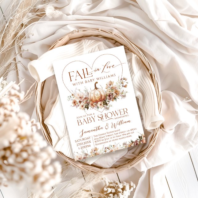 Invitation Chute d'amour Citrouille Fleur sauvage Baby shower (Créateur téléchargé)