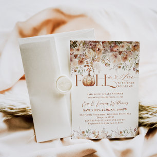 Invitation Chute d'amour Fleur sauvage Baby shower rustique