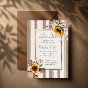 Invitation Chute d'amour tournesol brun rayé nuptiale douche