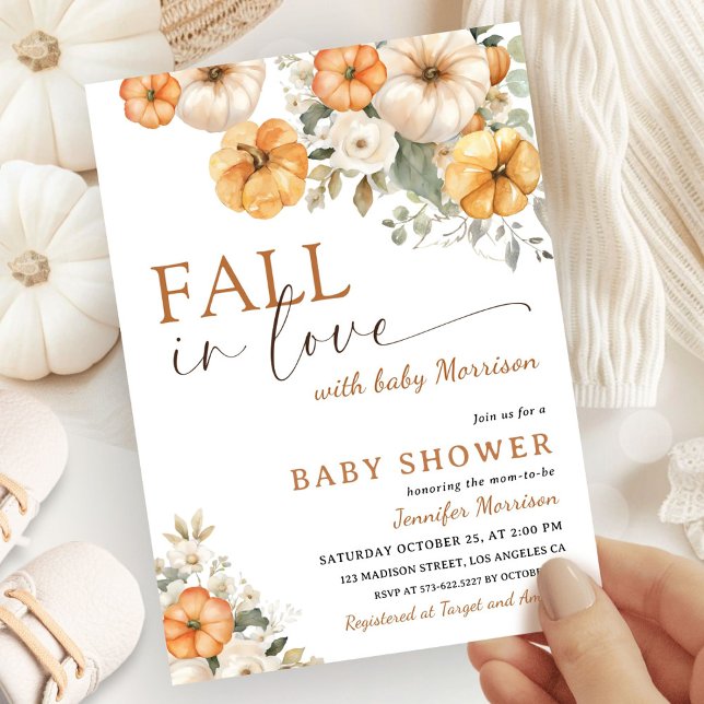 Invitation Chute dans l'amour Citrouille Baby shower genre ne (Créateur téléchargé)