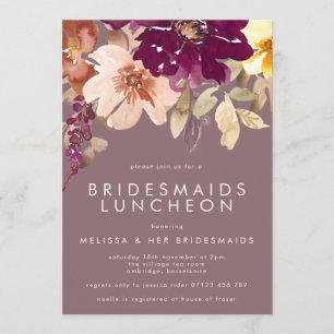 Invitation Chute Déjeuner d'Epouse Florale Profonde Purple