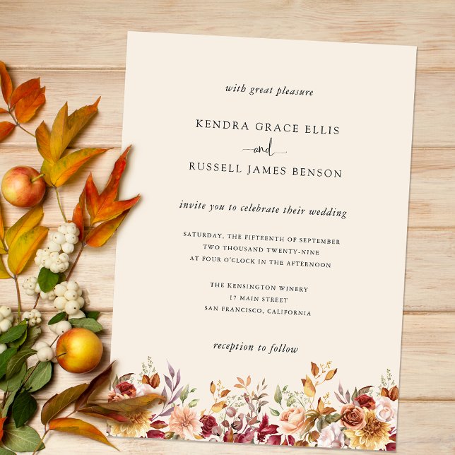 Invitation Chute dorée Terracotta Floral (Créateur téléchargé)