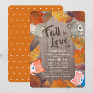 Invitation Chute en Amour Animaux de la forêt Baby shower du