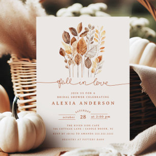 Invitation Chute en amour Automne Feuilles Fête des mariées
