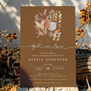 Invitation Chute en amour Automne Feuilles Fête des mariées